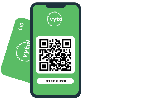 Smartphone mit Vytal-App und Mitgliedskarte