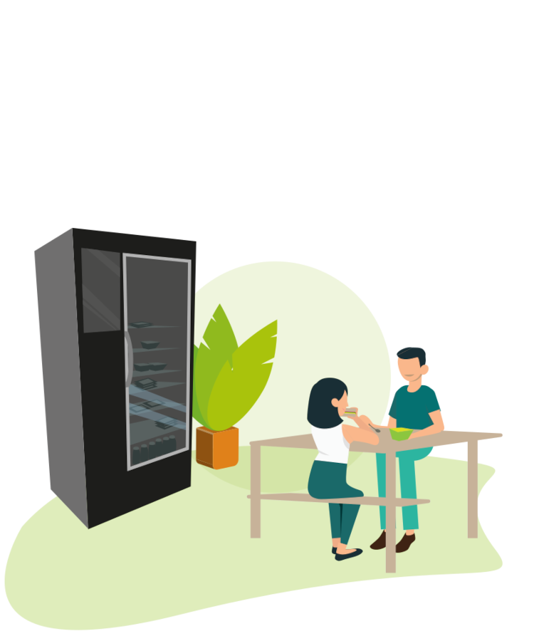 Abbildung von genießenden Personen durch den SmartFridge