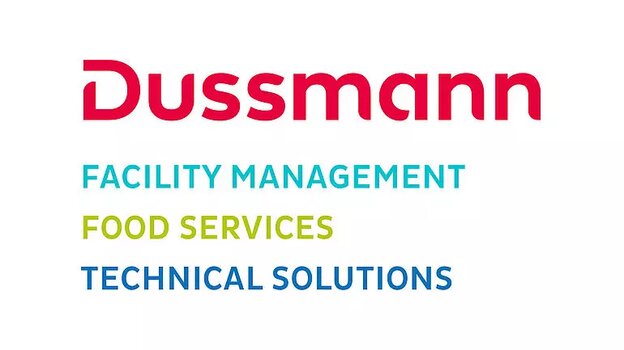 Logo von Dussmann mit den Leistungsbereichen Facility Management, Food Services, Technical Solutions | © Dussmann
