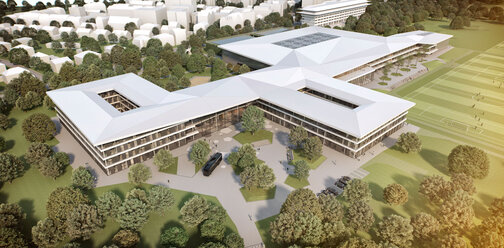 Visualisierung vom DFB-Campus | © Visualisierung: kadawittfeldarchitektur